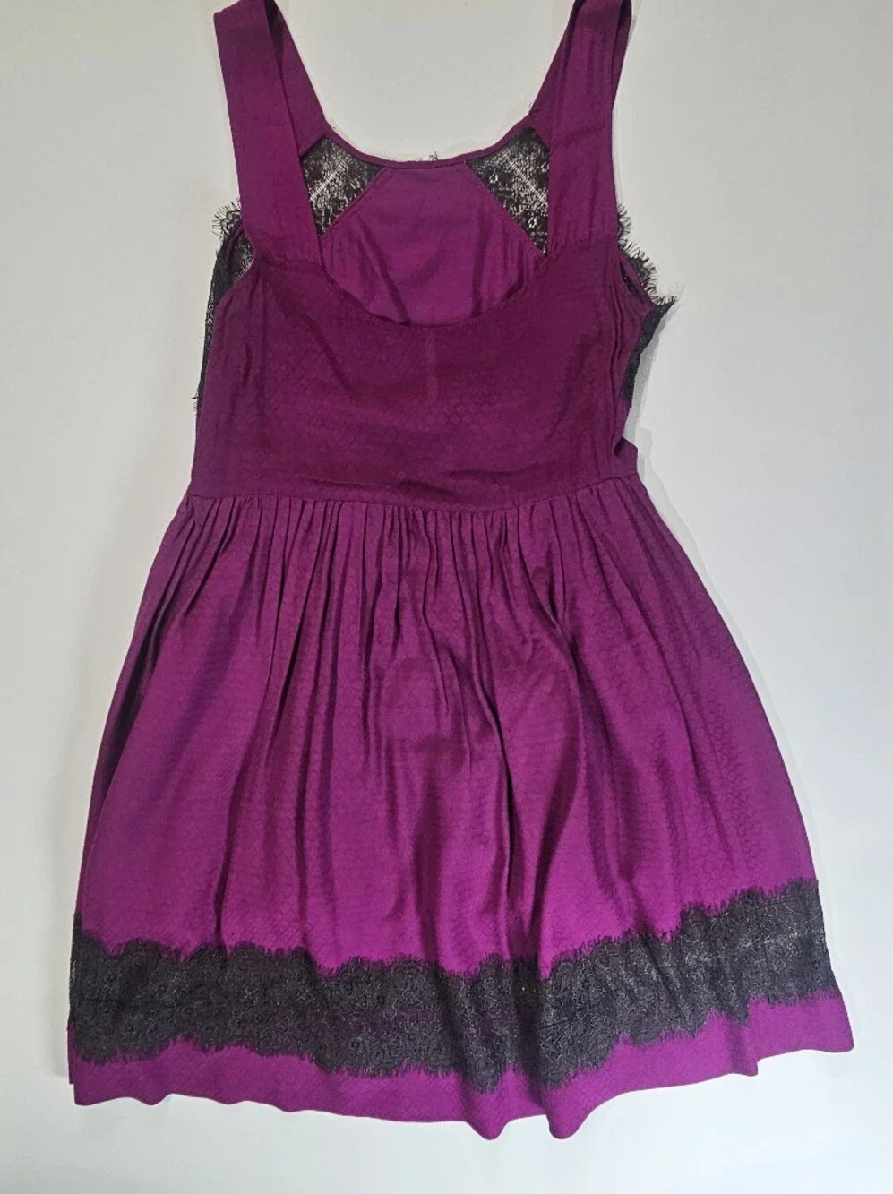 Free People Georgia Lace Mini Dress Womens 4 Purple Black Gauzy Trim Whimsigoth